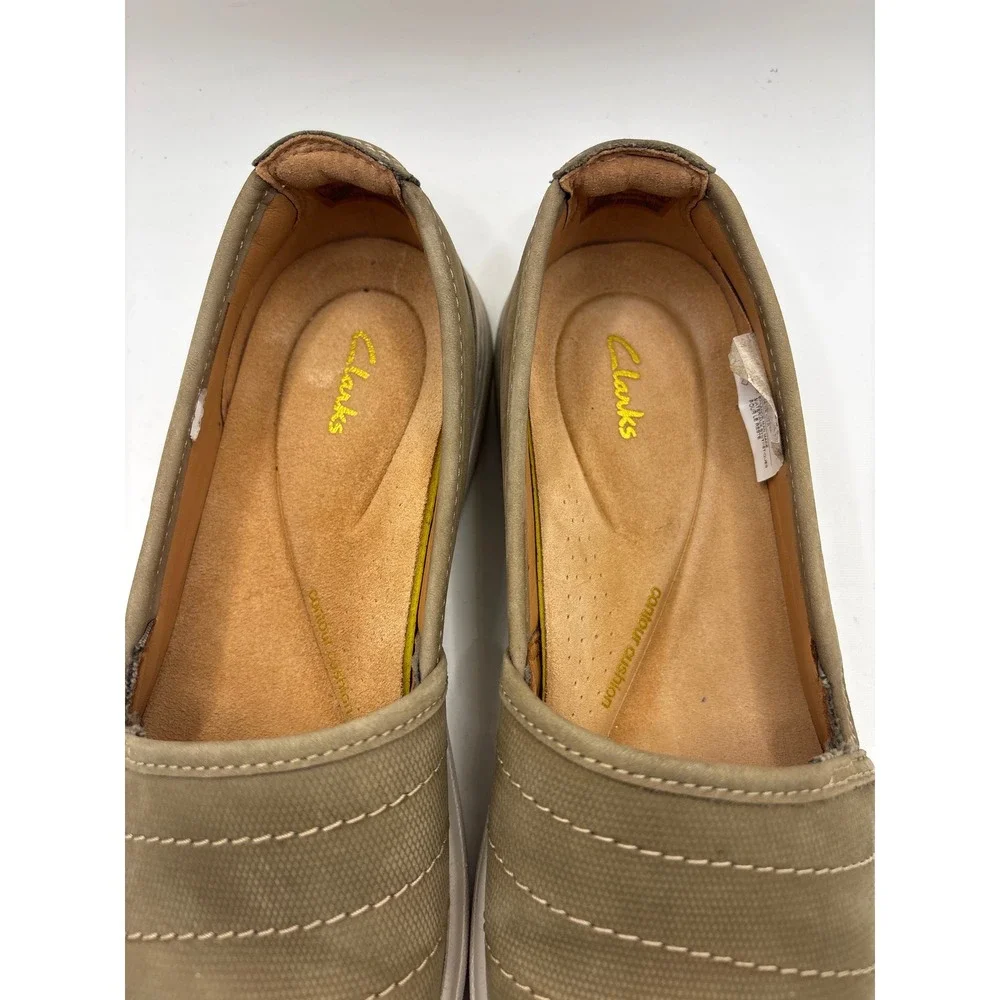 Clarks Nalle Violet Olive Nubuck Leather Slip On Loafers Shoes Womens 6M